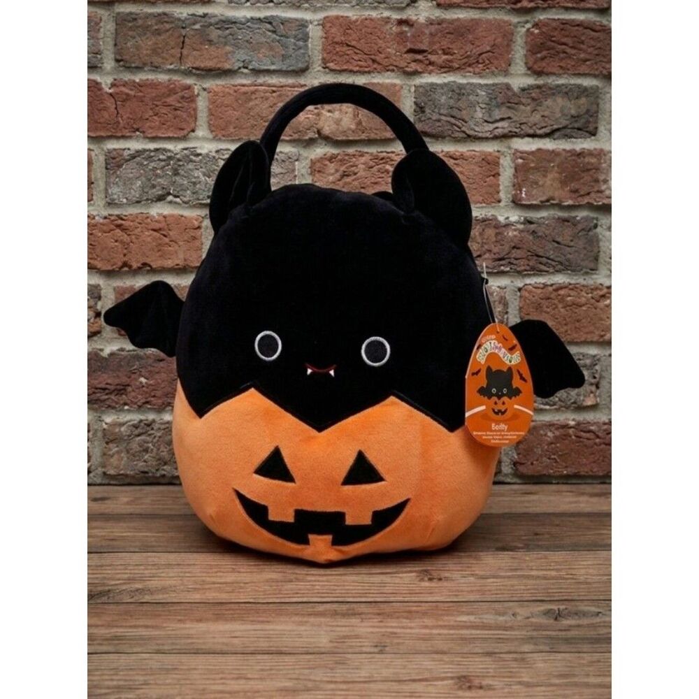 NWT Squishmallows Emily the Bat Halloween Plush Treat Pail 12" Candy Bucket